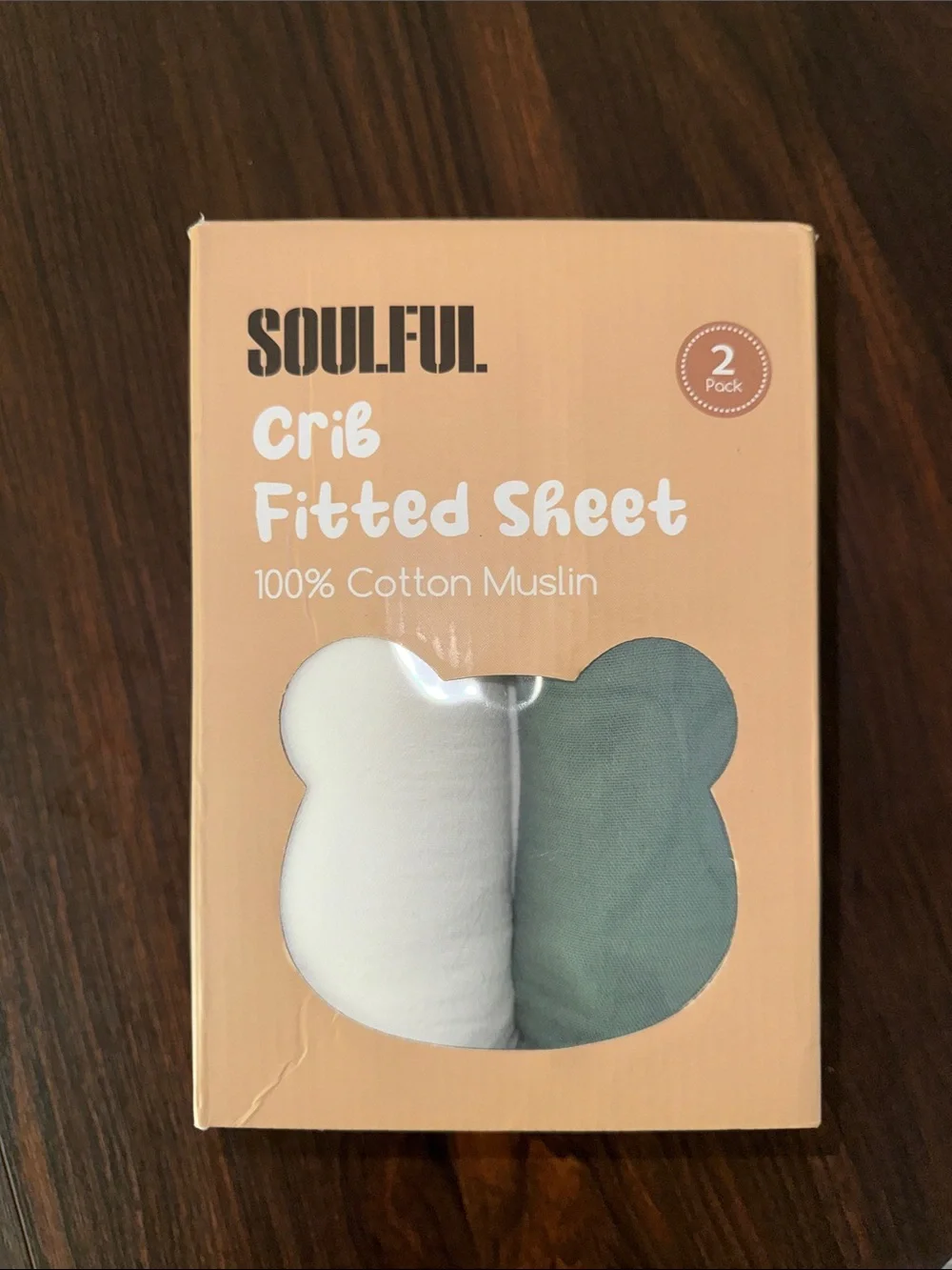 White & sage Muslin Crib Sheets - 2 Pack